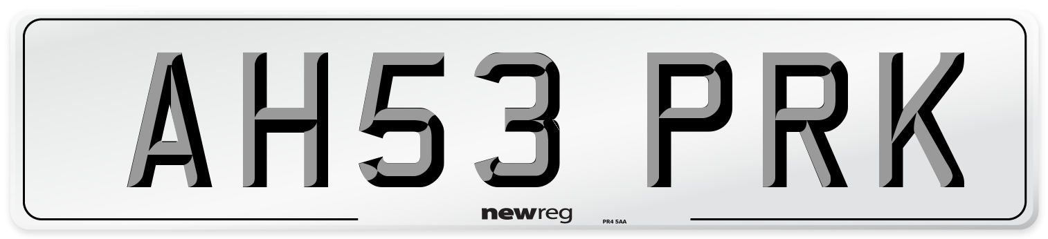 AH53 PRK Number Plate from New Reg